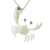 Crab Pendant in White Gold with Blue Diamonds
