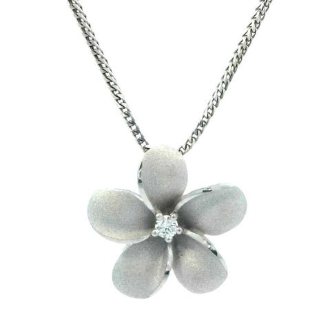 15mm Plumeria Slide Pendant in White Gold