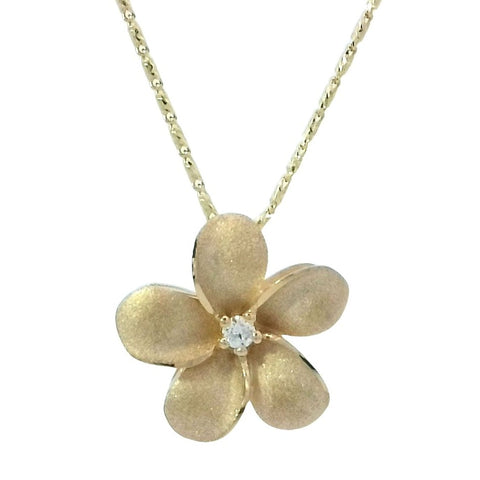 15mm Plumeria Slide Pendant in Yellow Gold