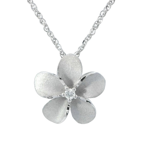 13mm Plumeria Slide Pendant in White Gold