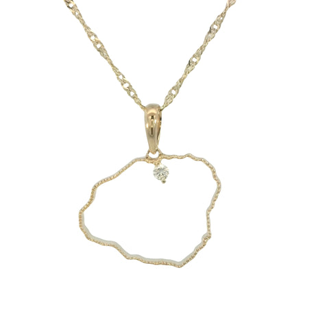 Kauai Outline Pendant in Yellow Gold with Single Diamond at Hanalei