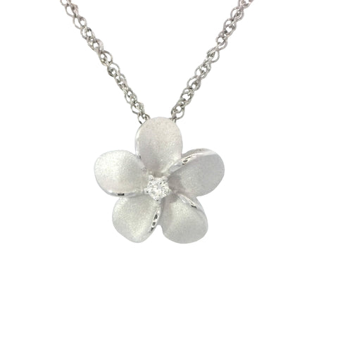 11mm Plumeria Slide Pendant in White Gold