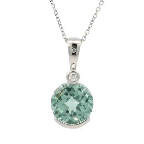 Lab Grown Green Sapphire Necklace in Sterling Silver