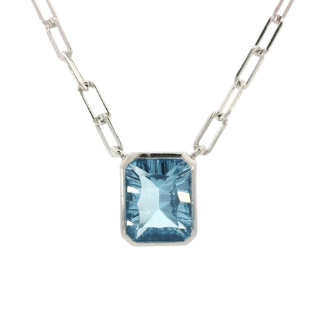 Blue Topaz Necklace in Sterling Silver