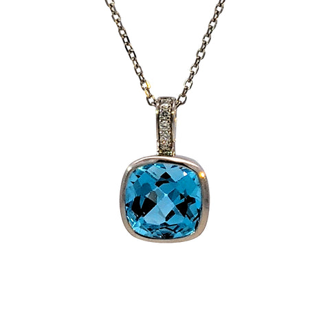 Sterling Silver Blue Topaz Nec