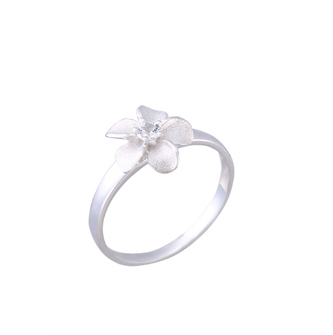 Single 10mm Plumeria Ring in Precious Silver - 7