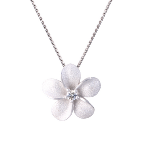 15mm Plumeria Slide Pendant in Precious Silver