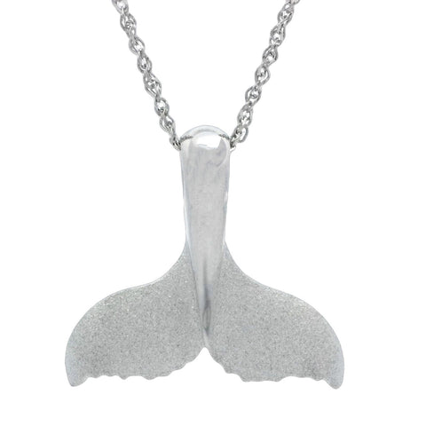 Whale Tail Pendant in Silver - Medium
