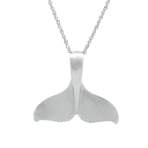 Whale Tail Pendant in Precious Silver - Large