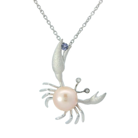 Crab Pendant with Freshwater Pearl