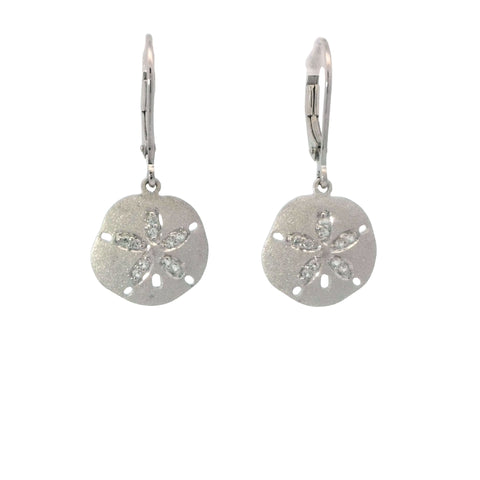 Sand Dollar Drop Earrings in Precious Silver