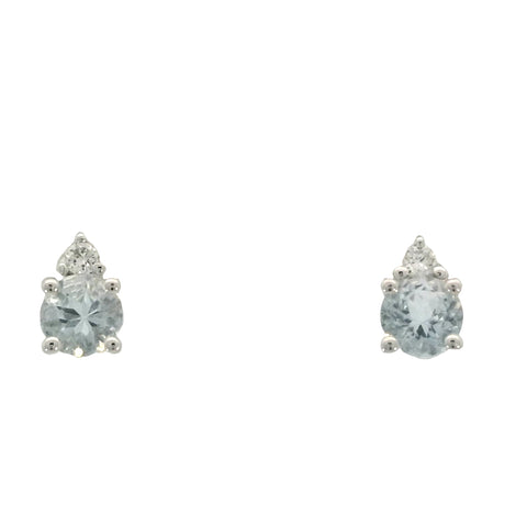 Aquamarine Stud Earrings in Sterling Silver