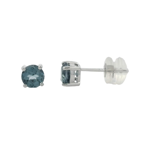 Blue Topaz Stud Earrings in Silver Silver