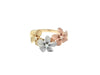 Three Plumeria Ring in Tri Tone Gold