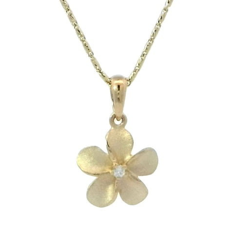Plumeria Pendant in Yellow Gold