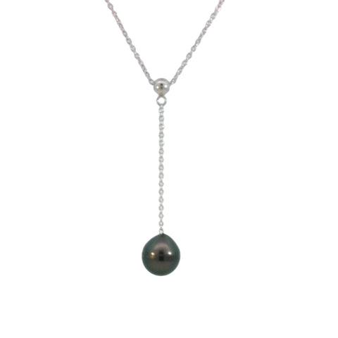 Sterling Silver Tahitian Pearl Lariat Necklace