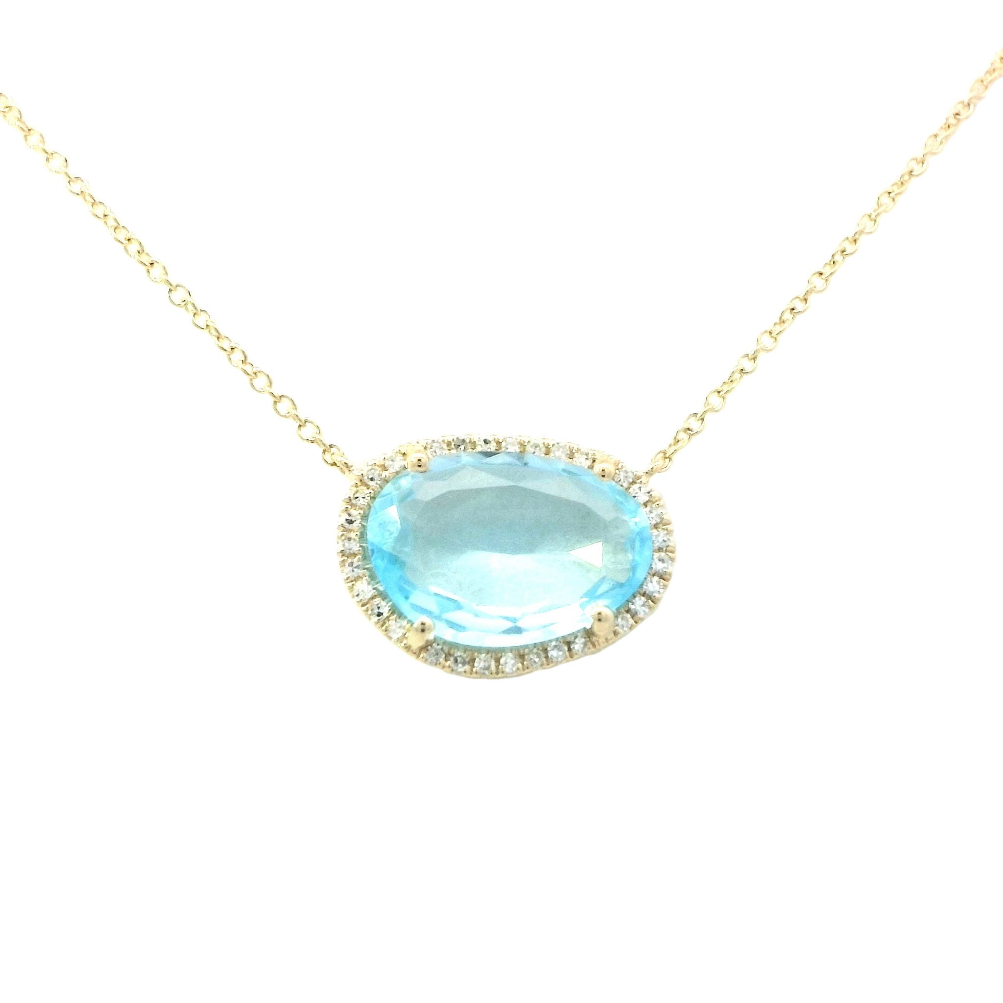 Sky Blue Topaz Necklace in Yellow Gold