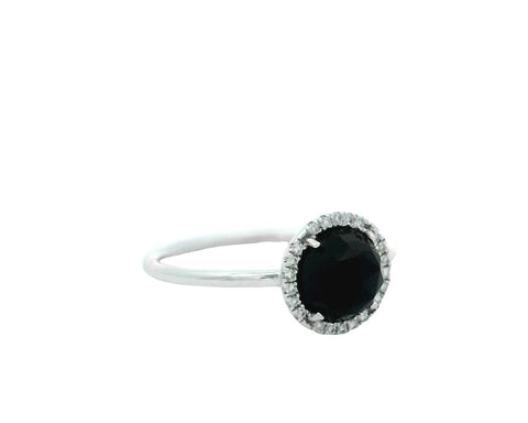 Black Onyx Ring in White Gold