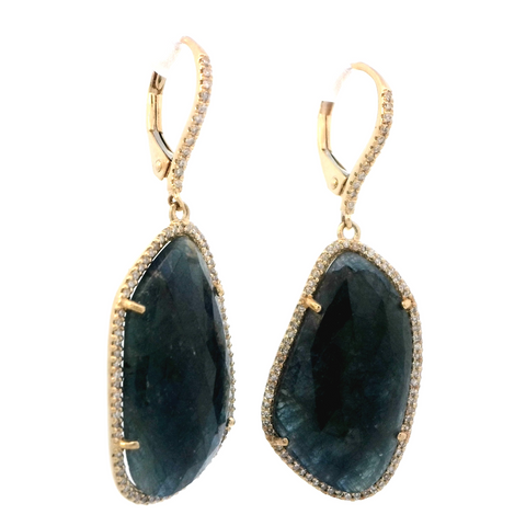 Blue Sapphire Earrings in Yellow Gold