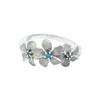 Three Plumeria Ring in White Gold with Blue Diamonds