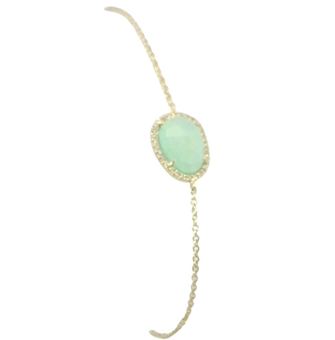 Chrysoprase and Diamond Chain Bracelet