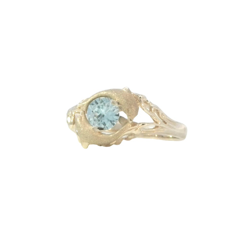 Dolphin ring with Blue Zircon
