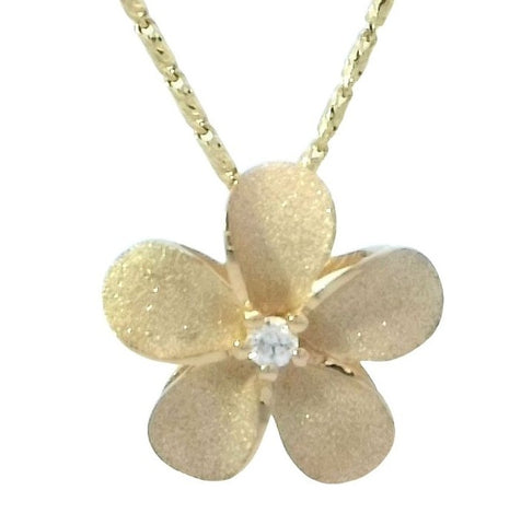 13mm Plumeria Slide Pendant in Yellow Gold