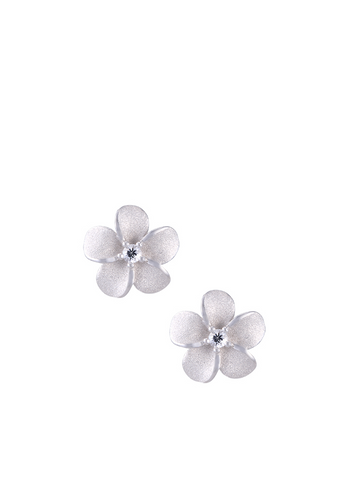 Plumeria Stud Earrings in Precious Silver