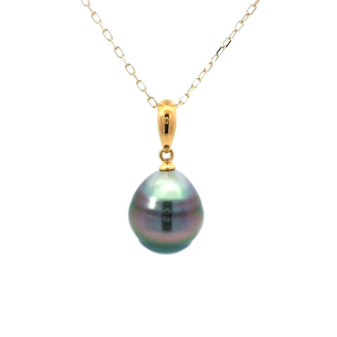 Off Round Tahitian Pearl Necklace in Yellow Gold