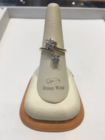 Two Plumeria Ring in Two Tone Gold