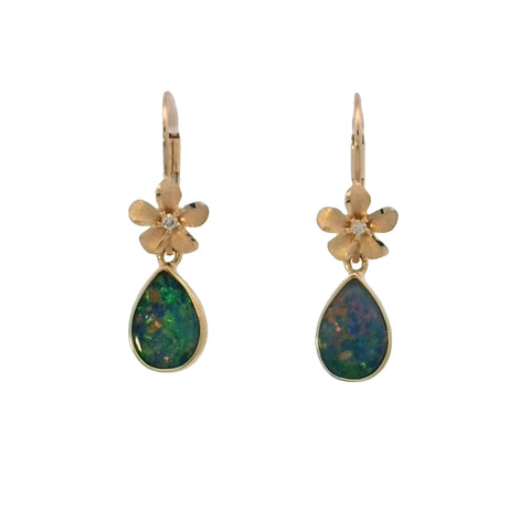 Plumeria Earrings with Opal Doublets