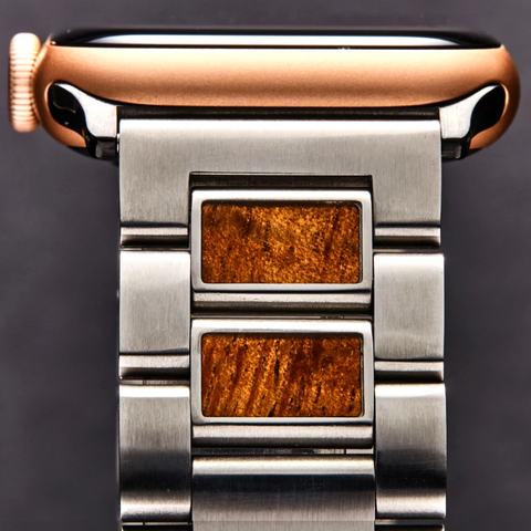 24mm Stainless Steel/Koa Link Watch Band