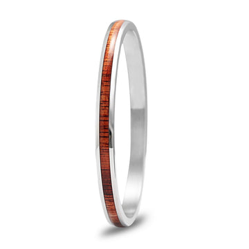 Koa Wood Bangle in Stainless Steel - Medium
