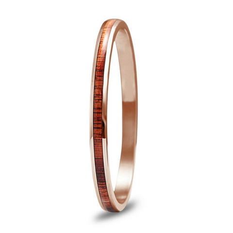 Koa Wood Bangle in Rose Gold Color - Large
