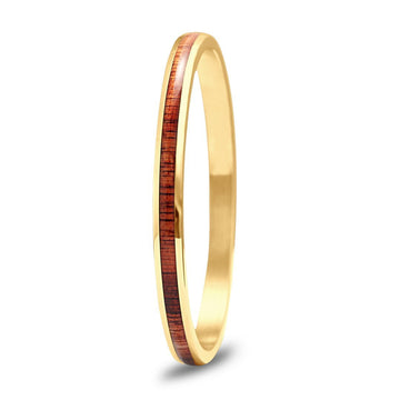 Koa Wood Bangle in Yellow Gold Color - Medium