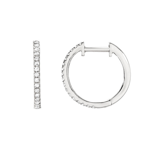 Diamond Hoop Earrings in White Gold