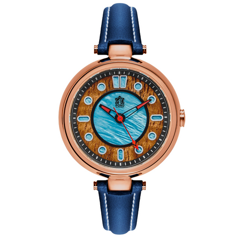 Koa Wood and Mother of Pearl Automatic Women's Watch