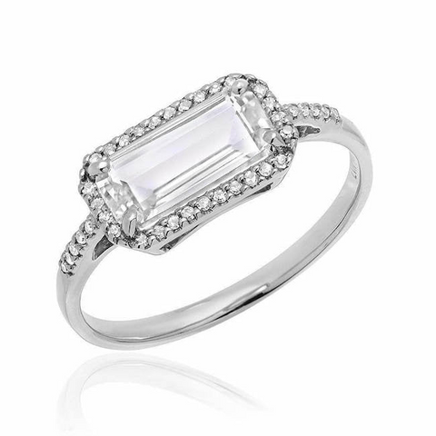 White Topaz Ring in White Gold