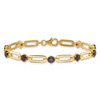 Gold Tone Paperclip Chain Bracelet with Garnet