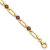 Gold Tone Paperclip Chain Bracelet with Garnet