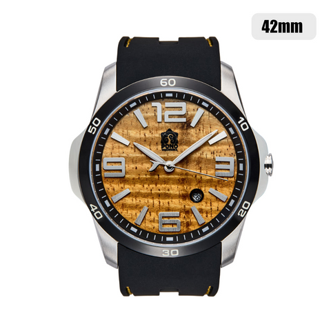 Surfrider Watch in Silver with Black Silicone Band - Large