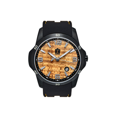 Surfrider Watch in Black with Black Silicone Band - Medium