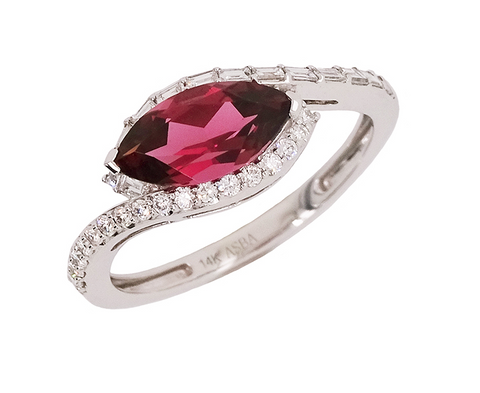 Rhodolite Garnet Ring in White Gold