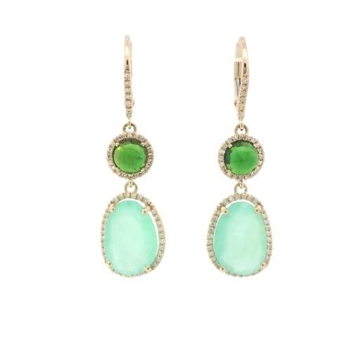 Chrysoprase and Chrome Diopside Drop Earrings