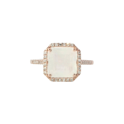 Moonstone and Diamond Ring in Rose Gold