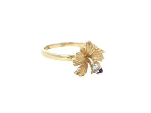 Hibiscus Ring in Two Tone Gold