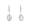 Oval Aquamarine and Diamonds Leverback Earrings