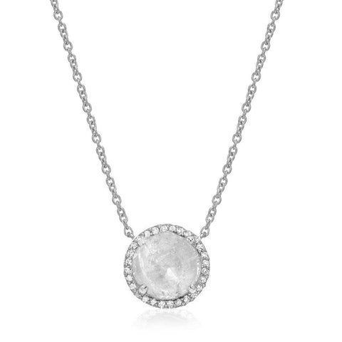 Rose Cut Moonstone Necklace in White Gold