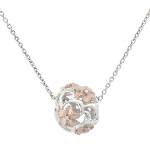 Two Tone Plumeria Ball Pendant