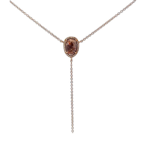 Rustic Diamond Necklace in Rose Gold